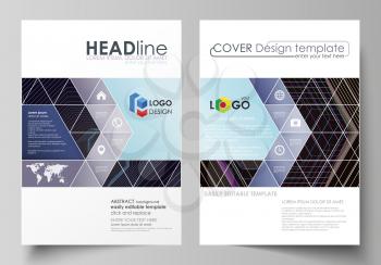 Business templates for brochure, magazine, flyer, booklet or annual report. Cover design template, easy editable vector, abstract flat layout in A4 size. Abstract polygonal background with hexagons, i