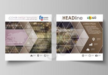 Business templates for square design brochure, magazine, flyer, booklet or annual report. Leaflet cover, abstract flat layout, easy editable vector. Abstract multicolored backgrounds. Geometrical patt
