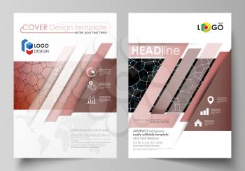 Business templates for brochure, magazine, flyer, booklet or annual report. Cover design template, easy editable vector, abstract flat layout in A4 size. Chemistry pattern, molecular texture, polygona
