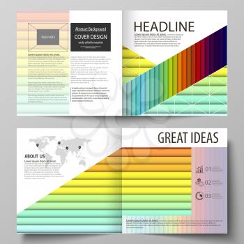 Business templates for square design bi fold brochure, magazine, flyer, booklet or annual report. Leaflet cover, abstract flat layout, easy editable vector. Bright color rectangles, colorful design wi