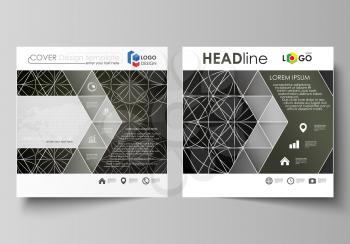 Business templates for square design brochure, magazine, flyer, booklet or annual report. Leaflet cover, abstract flat layout, easy editable vector. Celtic pattern. Abstract ornament, geometric vintag
