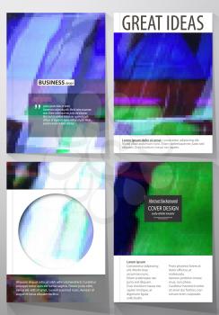 Business templates for brochure, magazine, flyer, booklet or annual report. Cover design template, easy editable vector, abstract flat layout in A4 size. Glitched background made of colorful pixel mos