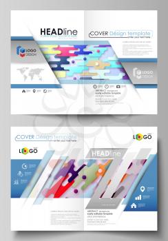 Business templates for bi fold brochure, magazine, flyer, booklet or annual report. Cover design template, easy editable vector, abstract flat layout in A4 size. Bright color lines and dots, colorful 