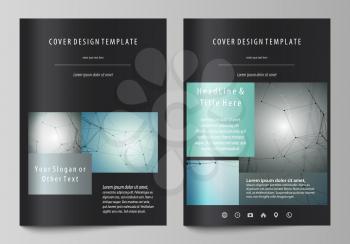 Business templates for brochure, magazine, flyer, booklet or annual report. Cover design template, easy editable vector, abstract flat layout in A4 size. Geometric background, connected line and dots.