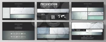 Business templates in HD format for presentation slides. Easy editable abstract vector layouts in flat design. Genetic and chemical compounds. Atom, DNA and neurons. Medicine, chemistry, science or te