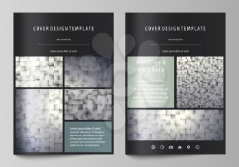 Business templates for brochure, magazine, flyer, booklet or annual report. Cover design template, easy editable vector, abstract flat layout in A4 size. Pattern made from squares, gray background in 