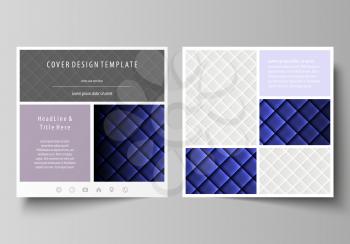 Business templates for square design brochure, magazine, flyer, booklet or annual report. Leaflet cover, abstract flat layout, easy editable vector. Shiny fabric, rippled texture, white and blue color