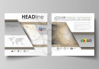 Business templates for square design brochure, magazine, flyer, booklet or annual report. Leaflet cover, abstract flat layout, easy editable vector. Technology, science, medical concept. Golden dots a