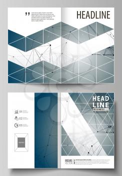Business templates for bi fold brochure, magazine, flyer, booklet or annual report. Cover design template, easy editable vector, abstract flat layout in A4 size. DNA and neurons molecule structure. Me