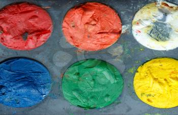 Closeup of water-color paint-box