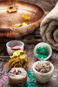 sea salt and accessories for a rejuvenating spa sessions