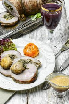 Meatloaf of veal on the kitchen cutting board