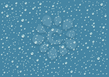 Rain drops fall on the blue background