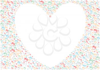 White background heart around the color drops