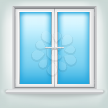 The modern plastic white window on mesh wall background