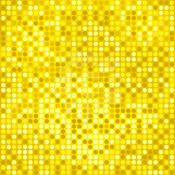 Shining disco mosaic background with light and dark yellow colors. Round pixels are easily editable.