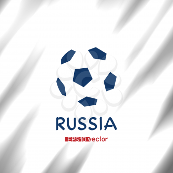 Russia 2018 football tournament symbol. Soccer championship logo. Pentagonal ball game competition sign