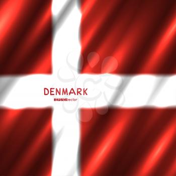 Denmark national flag background. Country Danish standard banner backdrop. Easy to edit wave light shadow