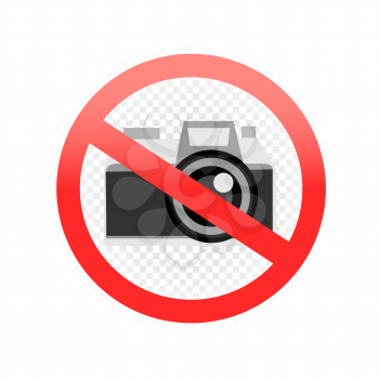 No photography allowed sign on white transparent background. Can not make a photo symbol