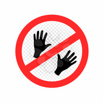 Do not touch sign symbol icon on white transparent background. No hand pictogram