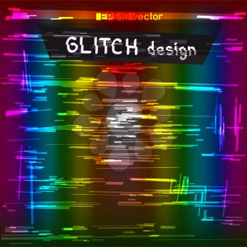 Rainbow distortion multicolor glitch design light line template background. Colorful glitched striped random lines technology set collection