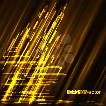 Glitch light gold surface background template. Abstract glitched golden vector design backdrop