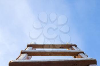 Winter stairs in sky. Religion way up to God.