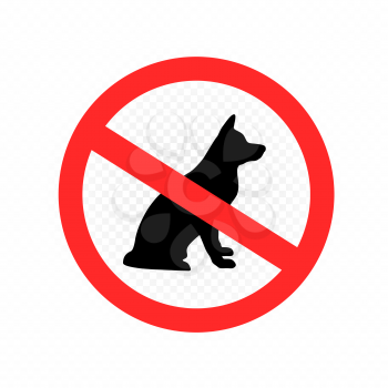 Do not enter with dogs symbol on white transparent background. Dog animal prohibition sign