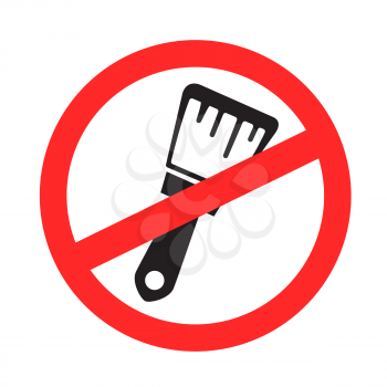 No painting repair sign symbol isolated on white background. Do not paint sticker template. Forbidden hand brush