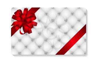 Gift Card with Red Bow and Ribbon Vector Illustration EPS10