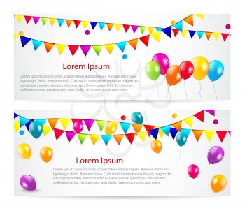 Colored Balloons Card Banner Background, Vector Illustration.  EPS 10