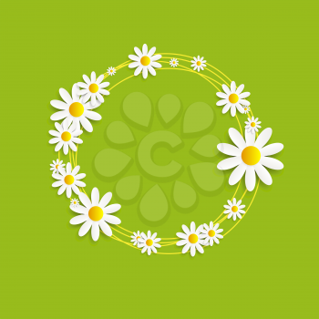 Flora Daisyl Design. Green Background. Vector Illustartion EPS10