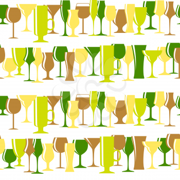 Alcoholic Glass Silhouette Seamless Pattern Background Vector Illustration EPS10