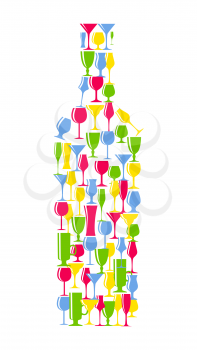 Wine Bottle From Alcoholic Glass Silhouette Vector Illustration EPS10