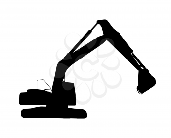 Vector Illustration of Working Excavator. Isolated on White Background.
