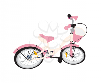 Pink Children Bicycle. Isolated on White Background.