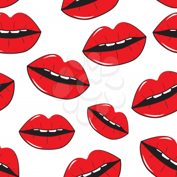Lips Seamless Pattern Background in Pop Art Style Vector Illustration EPS10