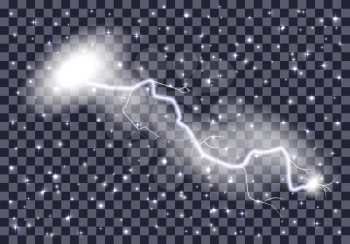 Beautiful Naturalistic Lightning with Transparency. Vector Illustration. EPS10