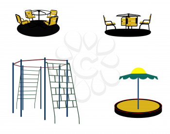 Set of Silhouette Swing Black on White Background. Vector Illustration.