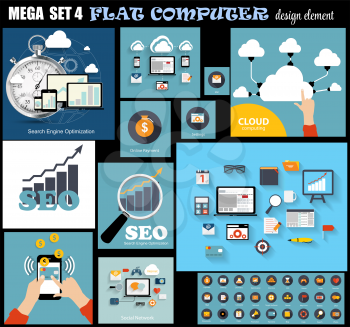 Mega Set Flat Computer Design Vector Illustration. EPS10