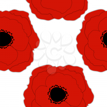 Red Poppies Flower Seamless Pattern Background Vector Illustration