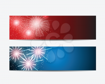 Glossy Fireworks Website Header and Banner Set Background Vector Illustration EPS10