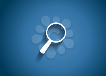 Search  Glossy Icon Vector Illustration on Blue Background. EPS10