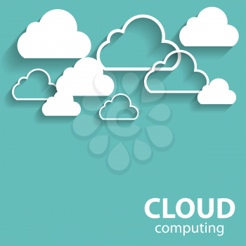 Cloud Computing Concept on Different Electronic Devices. Vector Illustration