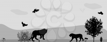 Wild Animals on the Prowl. Vector Illustration. EPS10