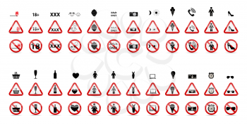 Set of Prohibition Signs. Vector Illustration. EPS10