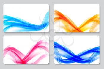 Abstract Colored Wave Card Set Background. Vector Illustration. EPS10
