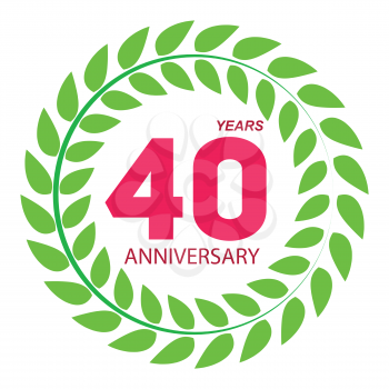 Template Logo 40 Anniversary in Laurel Wreath Vector Illustration EPS10