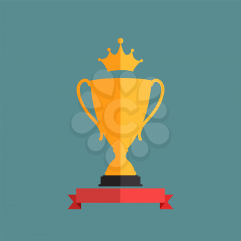 Gold Trophy Cup Winner with a Crown Vector Illustration EPS10