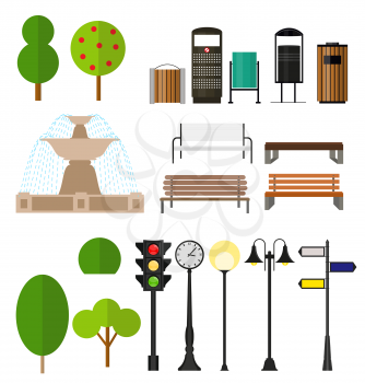 Street City Flat Design Elements. Vector Illustration EPS10